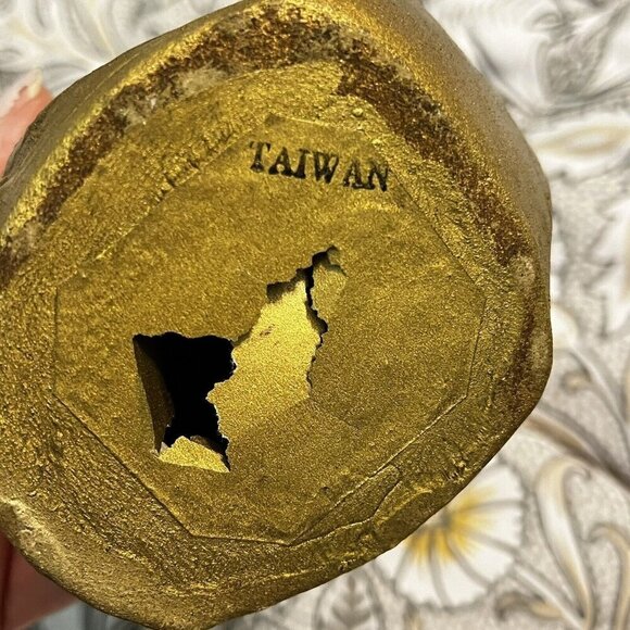 2 Vintage Christmas Angels  9"  Figurines Taiwan Gold Gowns Musical Instruments - Picture 11 of 14